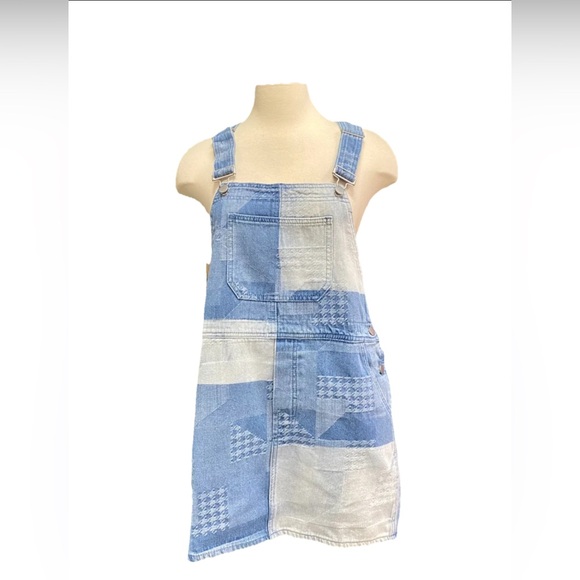 Storia Dresses & Skirts - Denim patchwork skirt jean overall dress pockets adjustable straps size medium